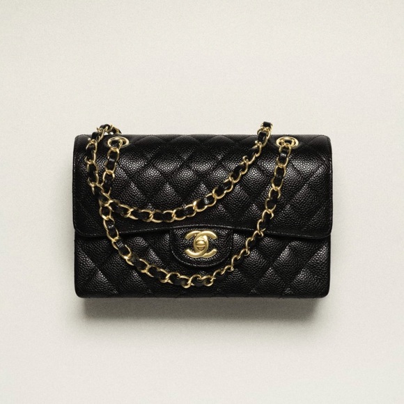 Doubla flap small size bag black leather caviar gold brand new full box - Picture 2 of 14